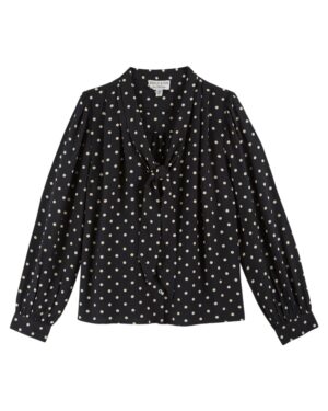 Blouse noir à pois écru référence CECILE Emile et Ida, 100% viscose, made in India