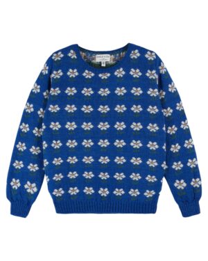 Pull bleu royal à motifs pour femme référence CORENTIN Emile et Ida, made in Espagne