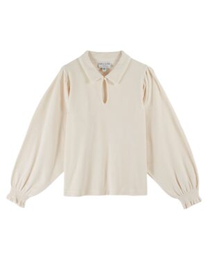 Sweat en velours écru pour femme référence CRYSTAL Emile et Ida, 100% coton bio, made in Portugal