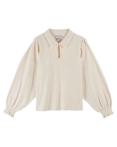 Sweat en velours écru pour femme référence CRYSTAL Emile et Ida, 100% coton bio, made in Portugal