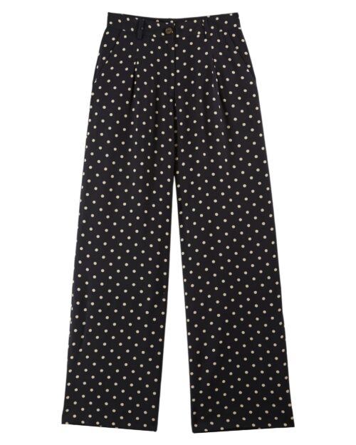 Pantalon noir à pois écrus Emile et Ida, référence CURT, 100% viscose, made in India
