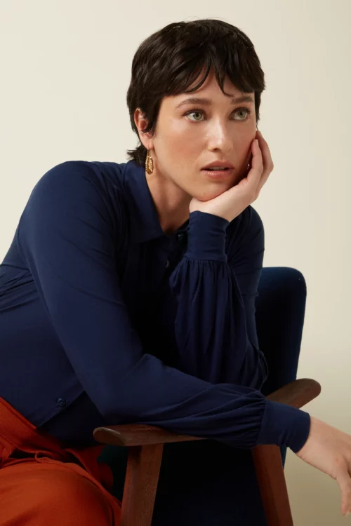 KING LOUIE CARINA Blouse Viscose Light Rhodonite Blue – Image 2