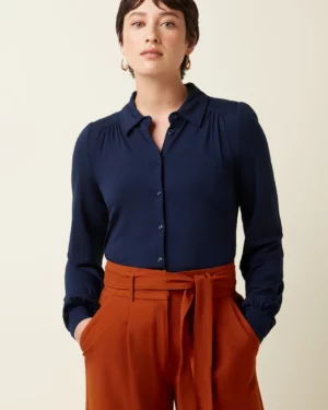 KING LOUIE CARINA Blouse Viscose Light Rhodonite Blue