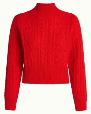 47% acrylique, 30% nylon, 15% laine, 8% mohair. Pull à col montant. Coupe ajustée. Manches longues. Maille texturée. Rouge vif. Chaud et confortable. Matière douce. KING LOUIE NILDE Pull Leon Fiery Red.
