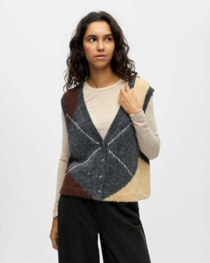 OBJECT OBJZENA Top Maille Dark Grey Melange