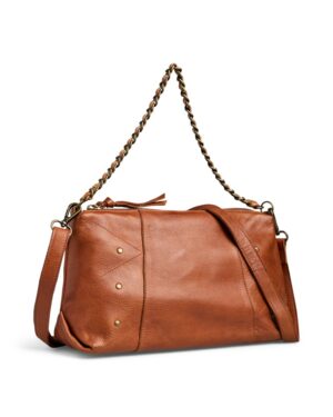 PIECES PCJOANNA Sac Cuir Whiskey Brown Chaîne
