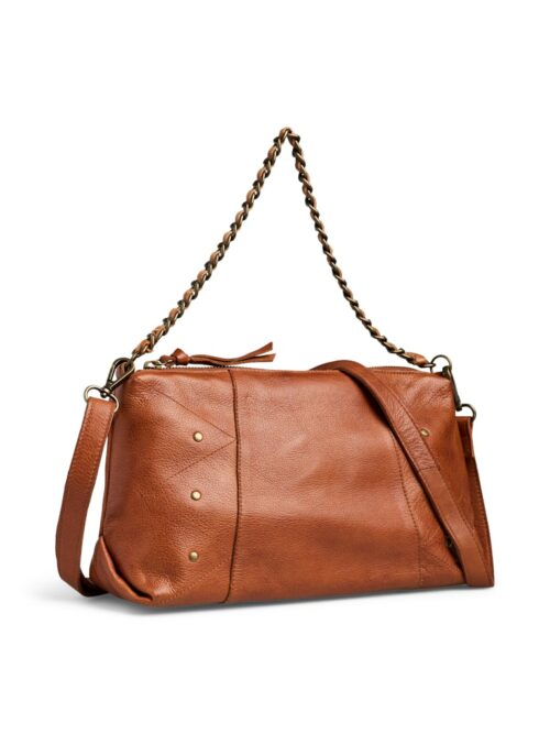 PIECES PCJOANNA Sac Cuir Whiskey Brown Chaîne