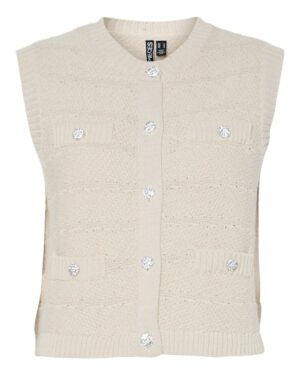PIECES PCJENA Gilet en Maille Silver Lining