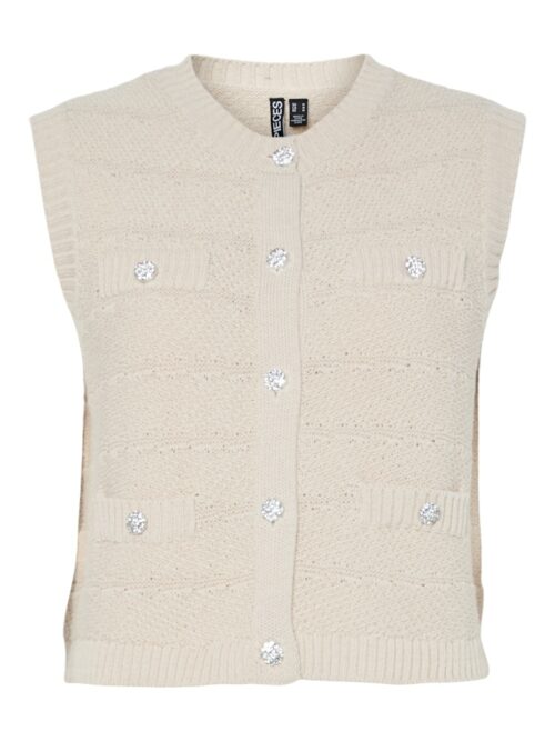 PIECES PCJENA Gilet en Maille Silver Lining