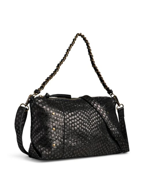 PIECES PCJOANNA Sac Cuir Black Peacock Chaîne