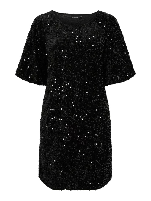 PIECES PCKAM Robe Courte Sequins Black