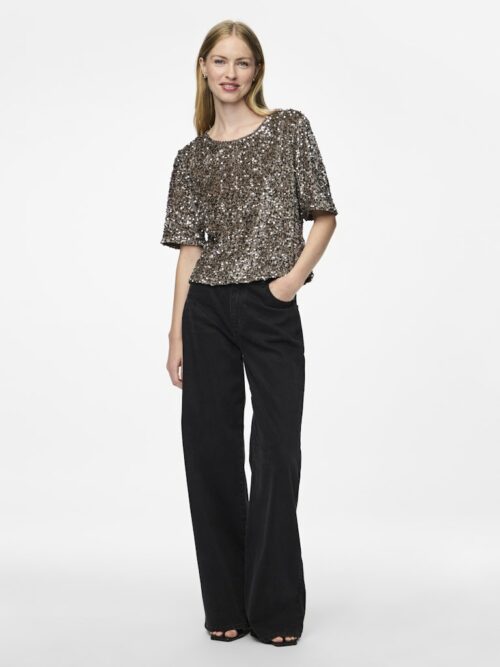 PIECES PCKAM Top Sequins Morel Silver – Image 3