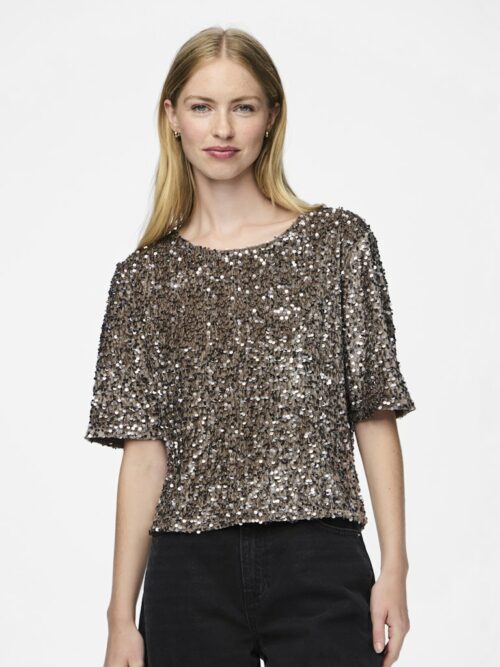 PIECES PCKAM Top Sequins Morel Silver