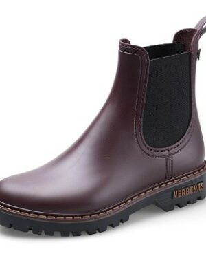 Boots femme bordeaux. Imperméable. Couture bordeaux et surpiqure jaune. Bottines. Fabriqué en Espagne. VERBENAS-GAUDI-COUNTRYSIDE-BOTTINES-BORDEAUX