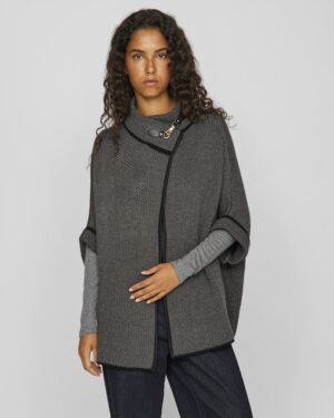 VILA VICEMRE Poncho Dark Natural Melange