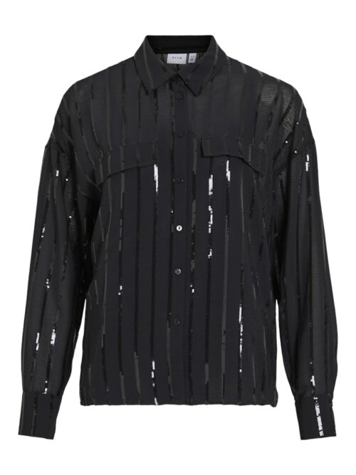 VILA VILOVANA Chemise Sequins Black Beauty