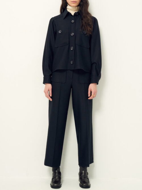 Pantalon droit, Viscose , Elasthanne, avec plis marqués pantalon alberwool sessun black noir