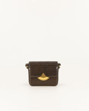 Sac imprimé façon lézard croco boucle goutte dorée 100% cuir sac sessun diviluz e croco lichen vet vert foncé kaki