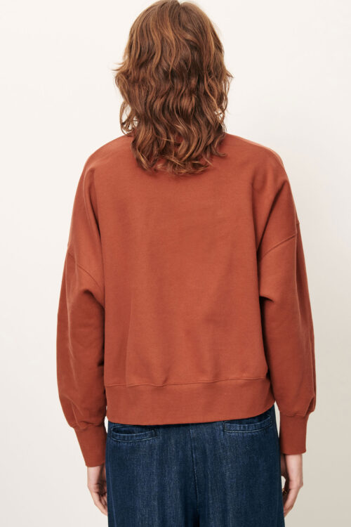 Dos du sweat oversize en coton orange/marron pour femme Sessùn. Fabriqué au Portugal. Sweat ISI Vienna Sessùn.