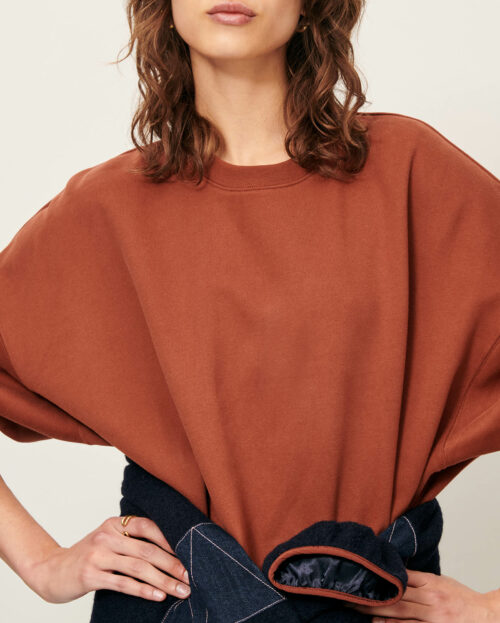 Sweat oversize en coton orange/marron pour femme Sessùn. Fabriqué au Portugal. Sweat ISI Vienna Sessùn.