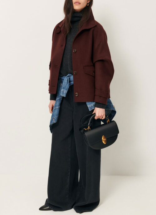 Manteau court en laine finition velours. 80% Laine, 20% Polyamide recyclé certifié GRS. Référence VALLEY NEVADO Espresso Sessùn