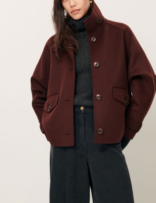 Manteau court en laine. 80% Laine, 20% Polyamide recyclé certifié GRS. Référence VALLEY NEVADO Espresso Sessùn