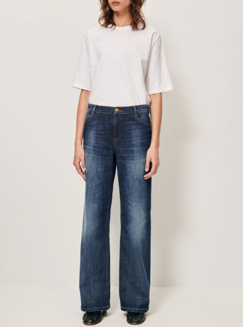 Jean droit MW en denim stonewashed extensible. Longueur normale. reference Sessun vega melody blue 98% coton, 2% élasthanne