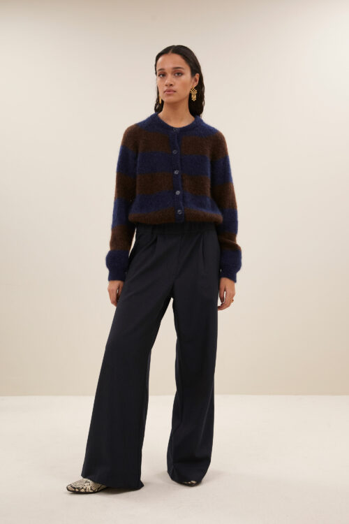 BY-BAR SIAN Cardigan Dark Brown Stripe – Image 2