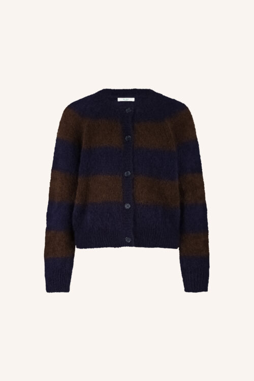 BY-BAR SIAN Cardigan Dark Brown Stripe – Image 5