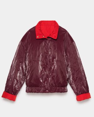 veste bordeaux et rouge brillante pour femme de la marque belge cks. cks colde veste femme pad.