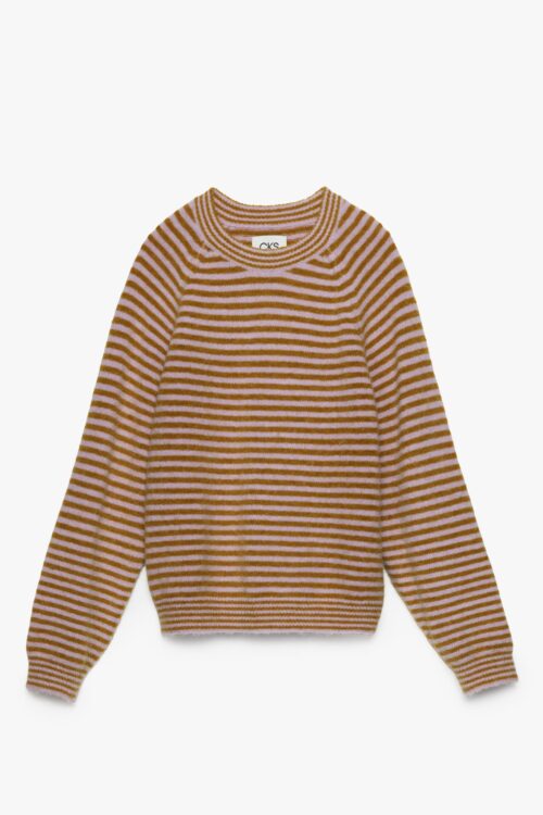 pull marron pour femme à rayures de la marque cks. cks prelude pull pal.