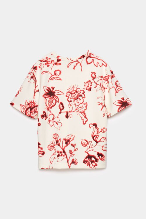 dos du t-shirt à manches courtes écru avec détails fleurs rouges pour femme de la marque cks. cks saria t-shirt femme rdf
