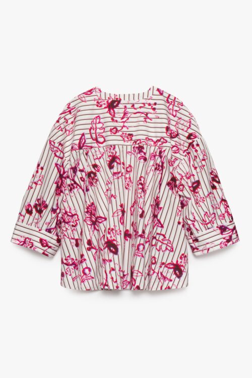dos de la blouse écru avec détails fleurs roses et rayures pour femme de la marque cks. cks silda chemise rdf