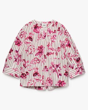 blouse écru avec détails fleurs roses et rayures pour femme de la marque cks. cks silda chemise rdf