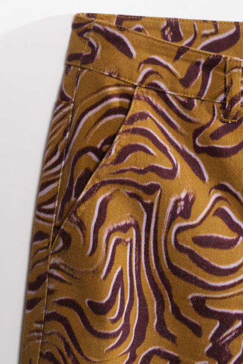 détail motif pantalon pour femme orange et violet de la marque CKS. cks tonys pantalon long brm