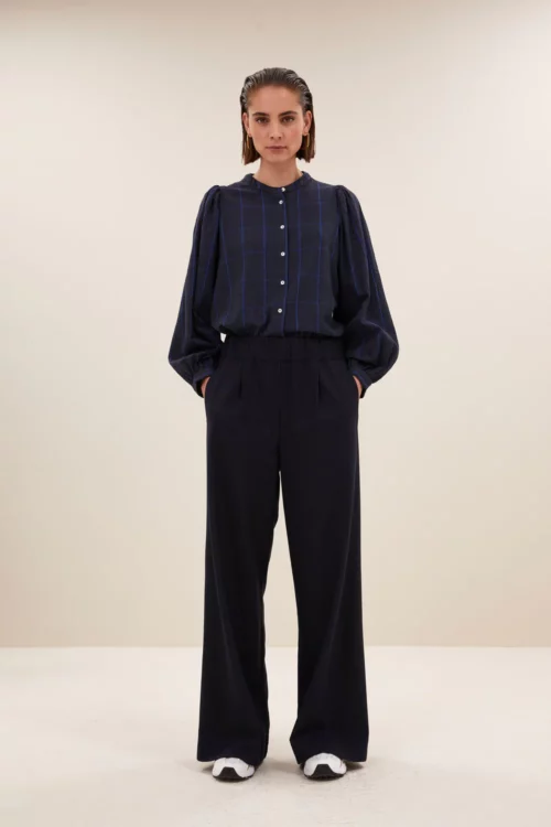 BY-BAR RIKKI Blouse Blue Check – Image 2