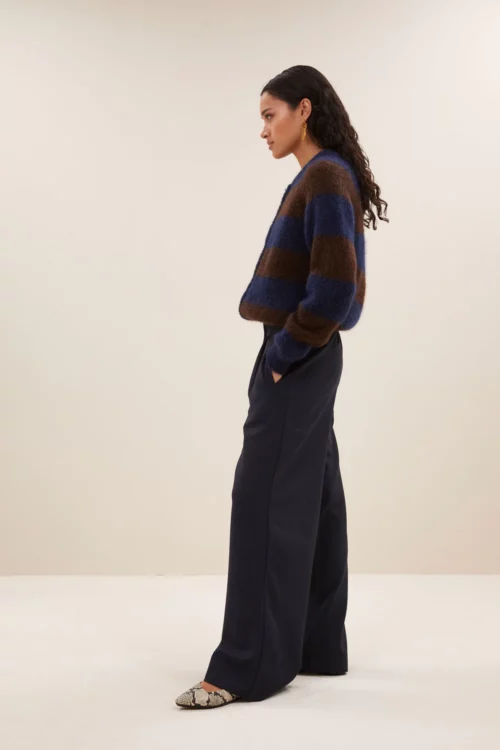 BY-BAR SIAN Cardigan Dark Brown Stripe – Image 3
