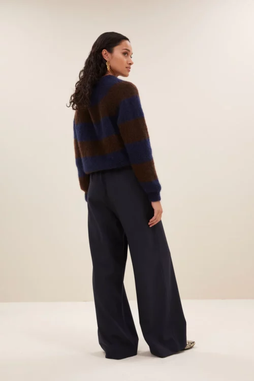 BY-BAR SIAN Cardigan Dark Brown Stripe – Image 4