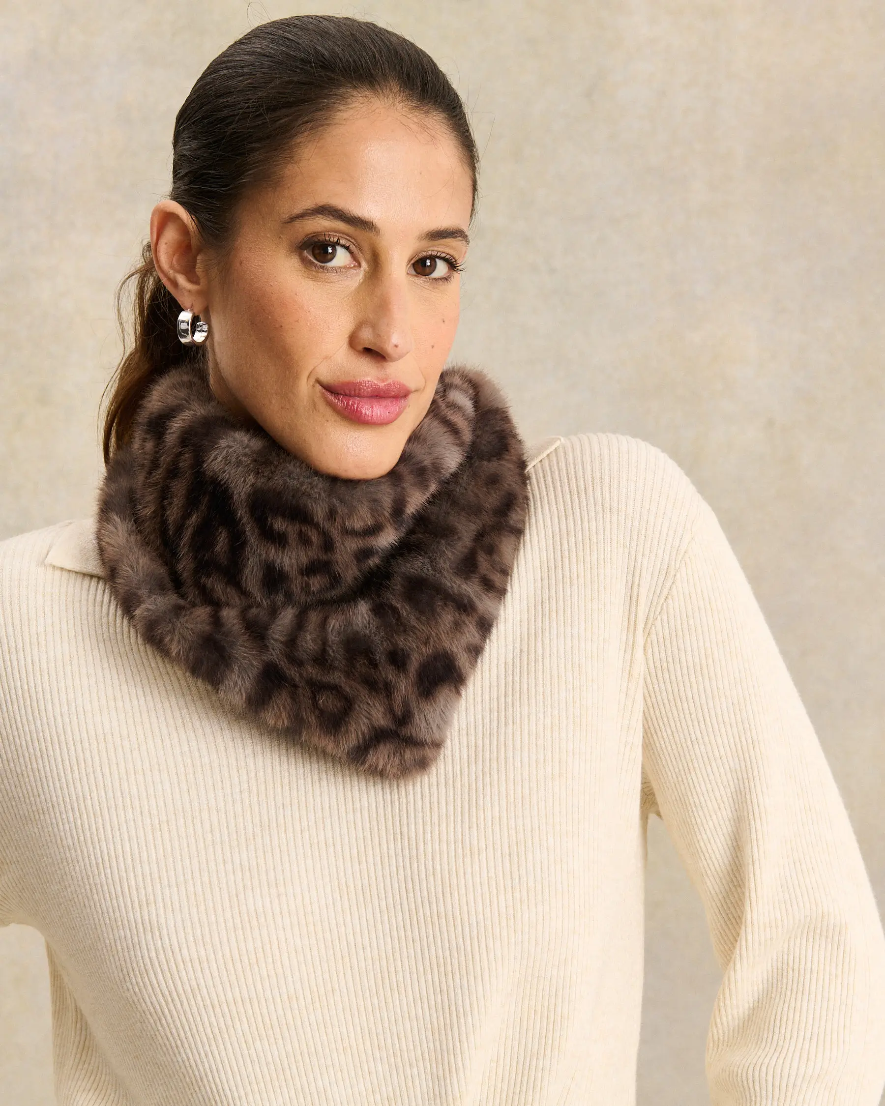 LABDIP ALEXIS MINK Bandana Fourrure Léopard Grey