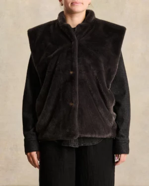 LABDIP BIANCA MINK Veste Fourrure sans Manches Carbone