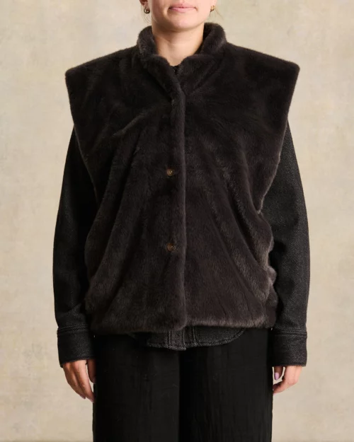LABDIP BIANCA MINK Veste Fourrure sans Manches Carbone