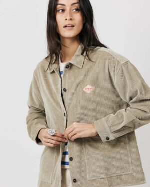 AP GYSELLE Veste Surchemise Velours Kaki 28