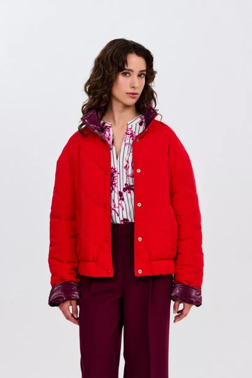 CKS COLDE Veste Courte Rouge et Bordeaux – Image 3