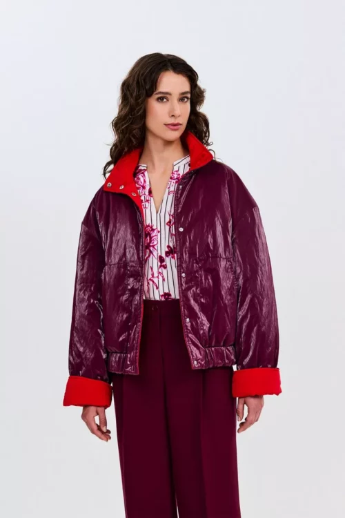 CKS COLDE Veste Courte Rouge et Bordeaux – Image 2