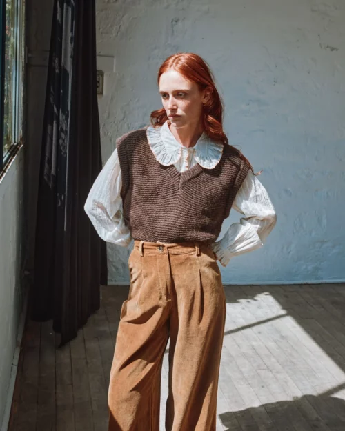 EMILE ET IDA CAROUB Pantalon Large Velours Bronze – Image 2