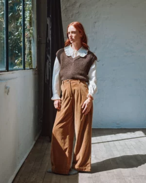 EMILE ET IDA CAROUB Pantalon Large Velours Bronze
