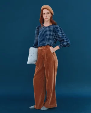 EMILE ET IDA CAROUB Pantalon Large Velours Pecan