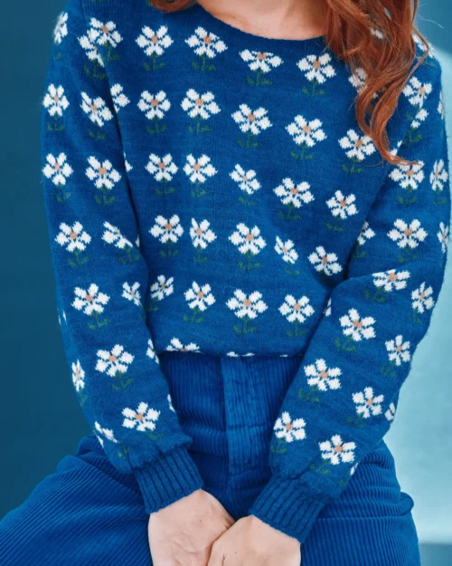 EMILE ET IDA CORENTIN Pull All-Over Fleur Royal