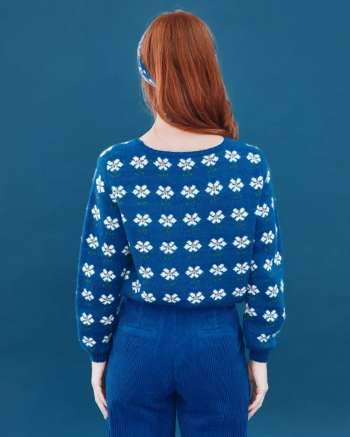EMILE ET IDA CORENTIN Pull All-Over Fleur Royal – Image 3