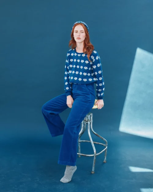EMILE ET IDA CORENTIN Pull All-Over Fleur Royal – Image 2
